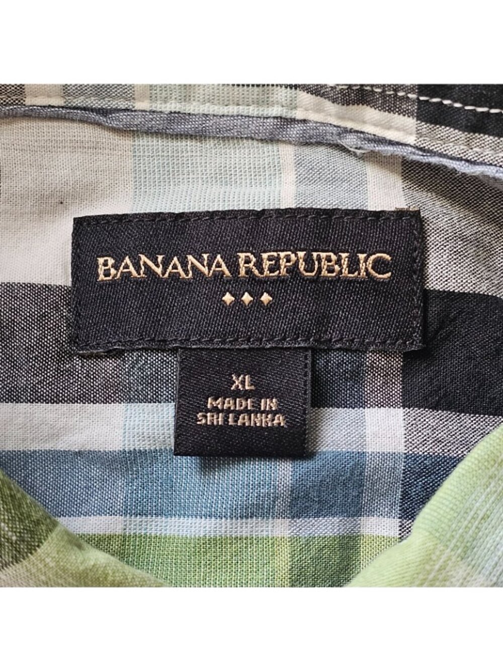 Banana Republic Button Up Shirt Mens XL Green Plaid Long Sleeve Cotton - Picture 6 of 8